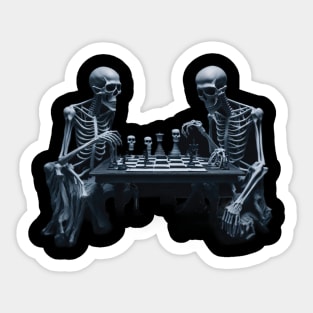 skeletons playing chess Sticker